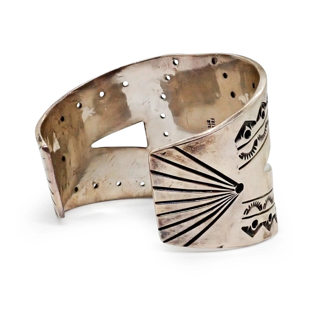 FRED GUERRO Navajo Pilot Mountain Turquoise Sterling Silver Cuff Bracelet