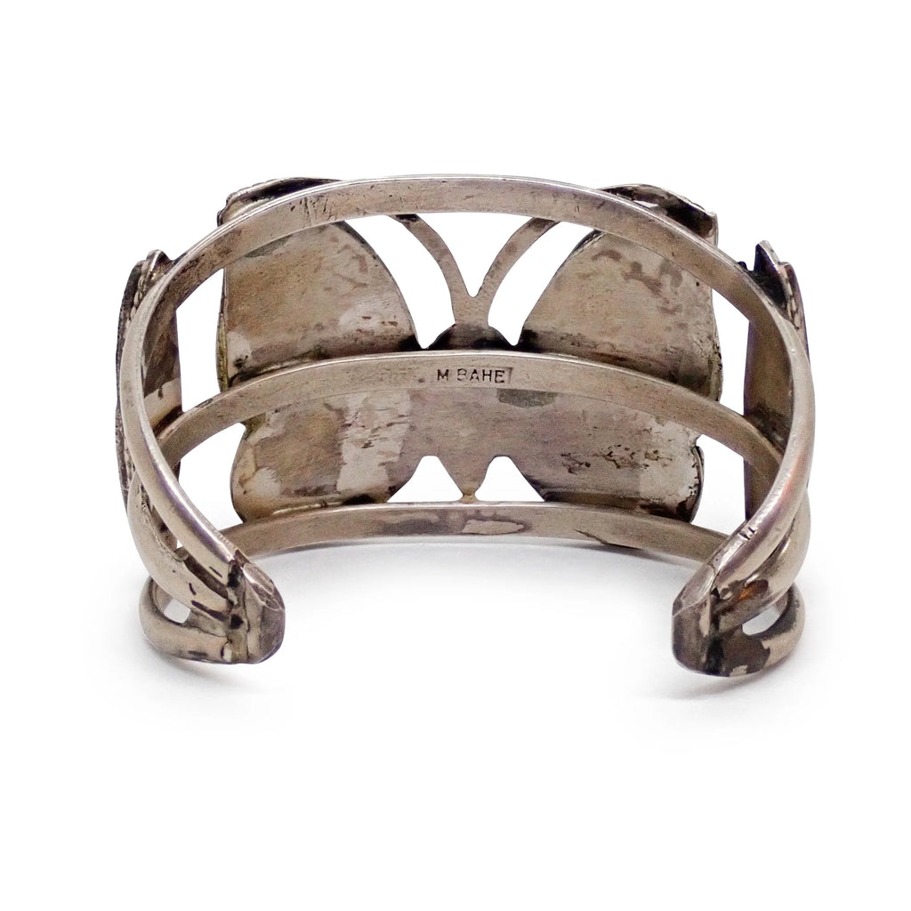 MARIE BAHE Navajo Multi-Stone Butterfly Inlay Sterling Silver Cuff Bracelet
