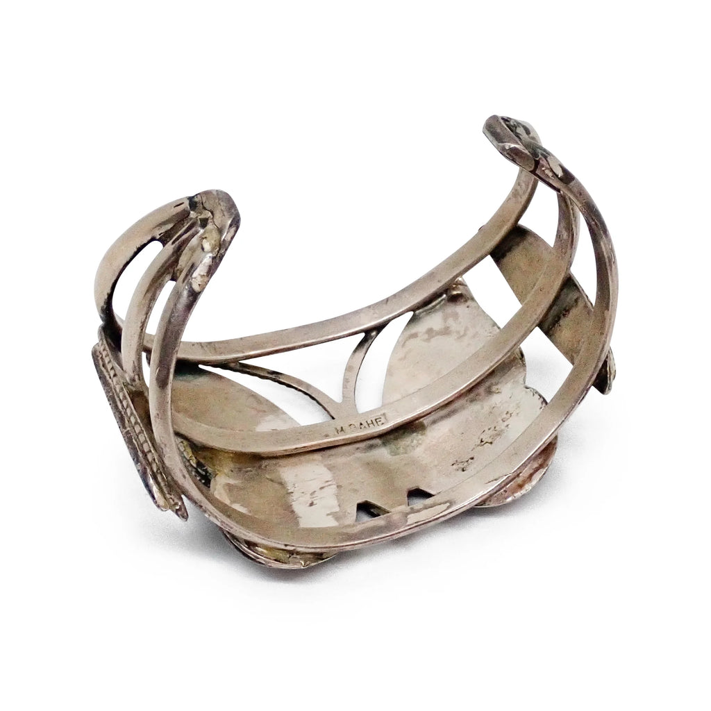 MARIE BAHE Navajo Multi-Stone Butterfly Inlay Sterling Silver Cuff Bracelet