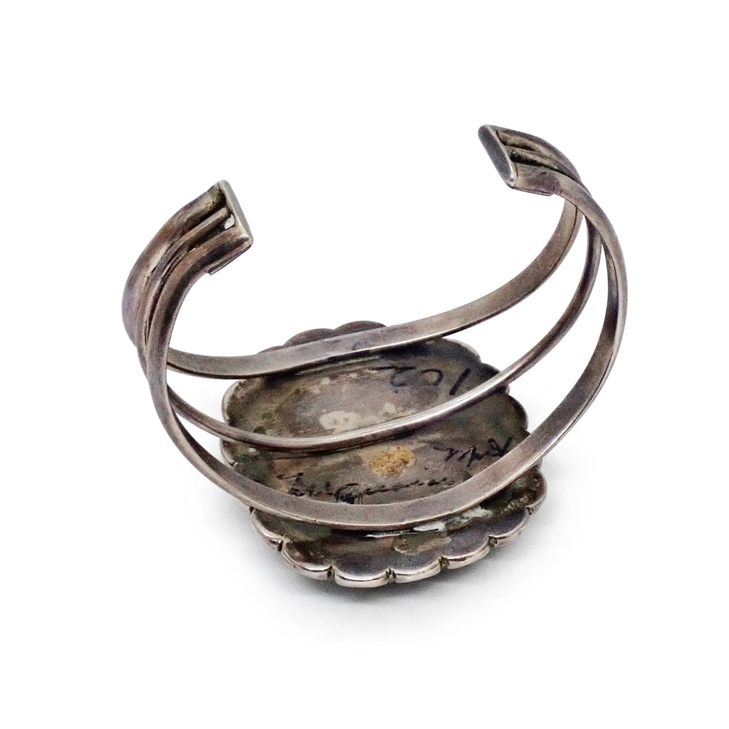 GILBERT DAMON Navajo Carico Lake Turquoise Sterling Silver Cuff Bracelet
