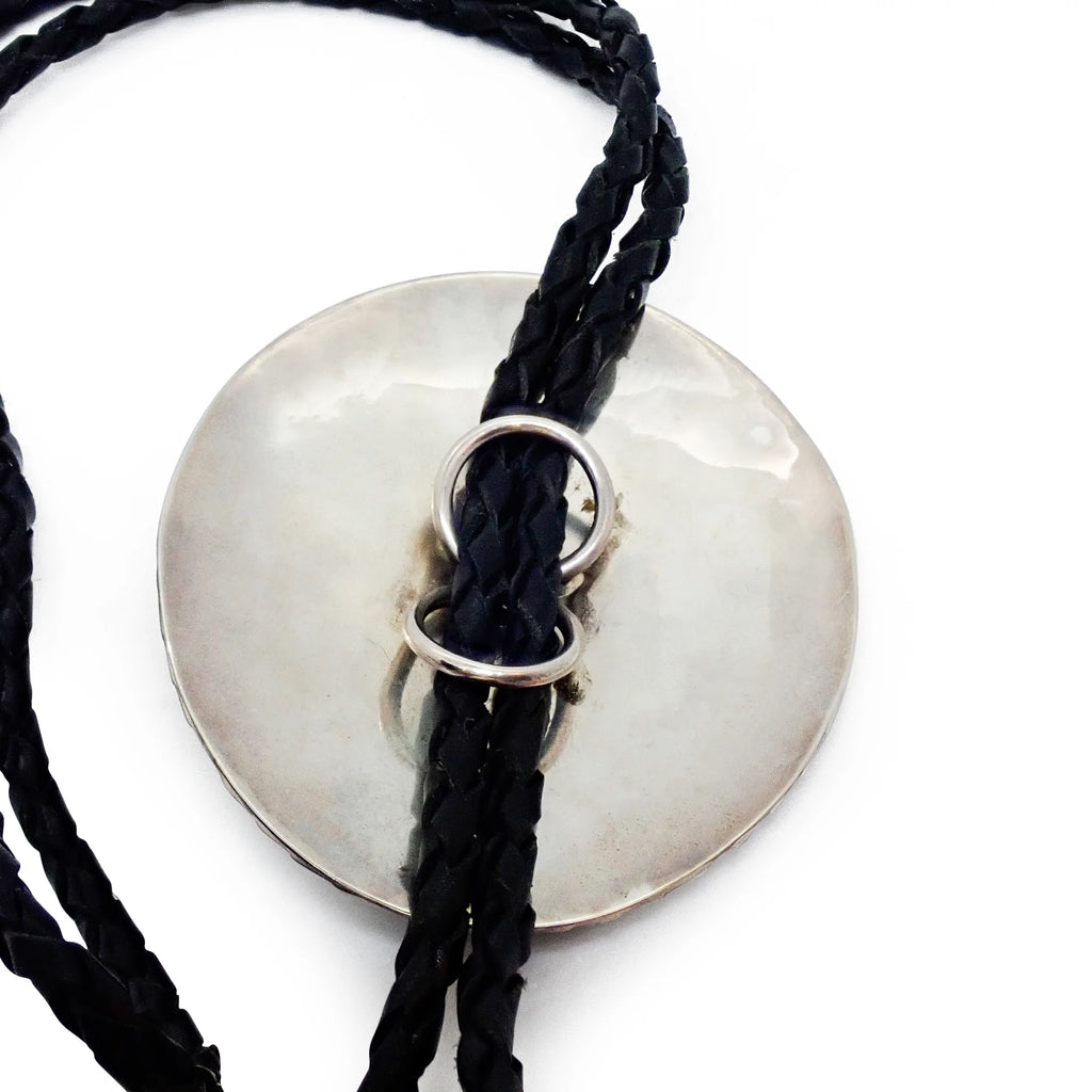 Native American Navajo Bear Claw Turquoise & Coral Sand Cast Bear Sterling Silver Bolo Tie by SAM