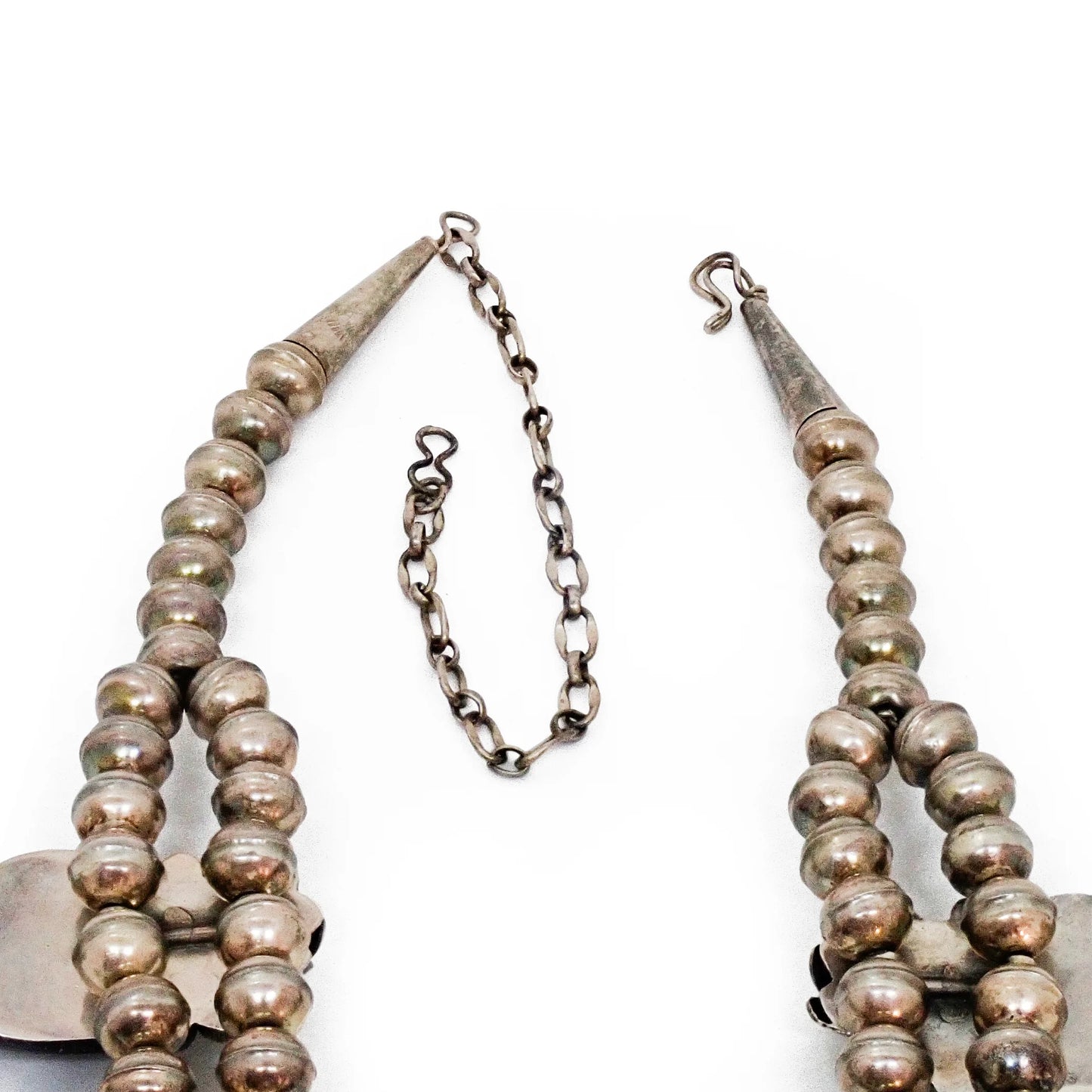 Native American Sea Foam Turquoise & Coral Squash Blossom Sterling Silver Necklace