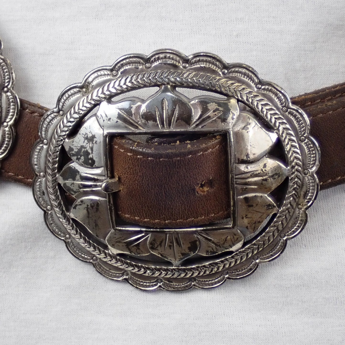 Vintage BRIGHTON Southwestern Navajo Inspired 1st Phase Sunflower Concho Belt