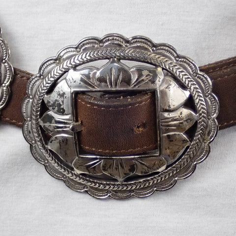 Vintage BRIGHTON Southwestern Navajo Inspired 1st Phase Sunflower Concho Belt