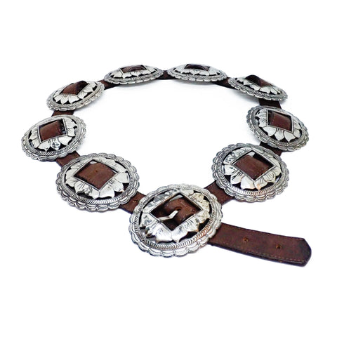Vintage BRIGHTON Southwestern Navajo Inspired 1st Phase Sunflower Concho Belt