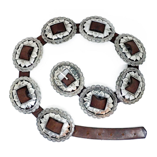 Vintage BRIGHTON Southwestern Navajo Inspired 1st Phase Sunflower Concho Belt