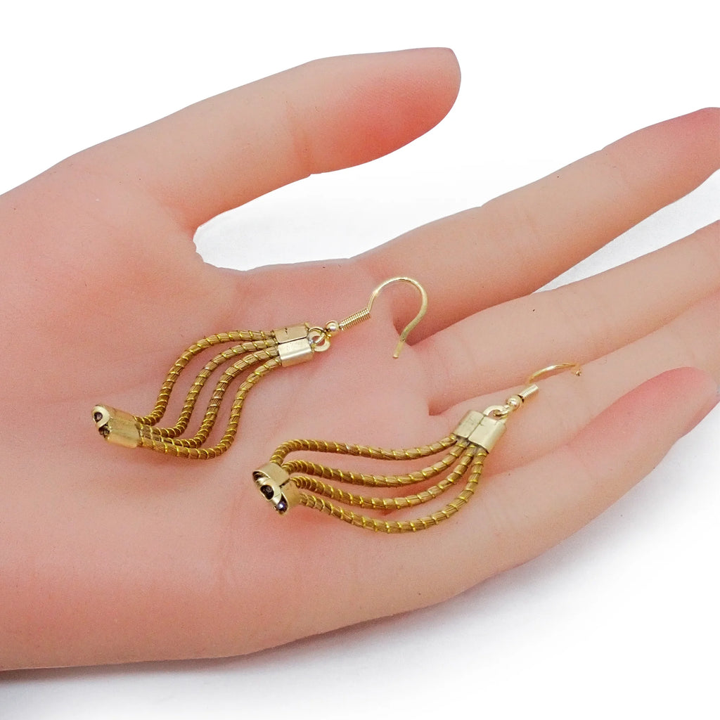 Eco-Friendly Handcrafted Golden Grass Recycle Turquoise Bead Necklace & Earrings Set