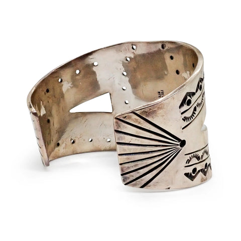 FRED GUERRO Navajo Pilot Mountain Turquoise Sterling Silver Cuff Bracelet