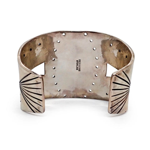 FRED GUERRO Navajo Pilot Mountain Turquoise Sterling Silver Cuff Bracelet