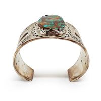 FRED GUERRO Navajo Pilot Mountain Turquoise Sterling Silver Cuff Bracelet
