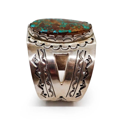 FRED GUERRO Navajo Pilot Mountain Turquoise Sterling Silver Cuff Bracelet