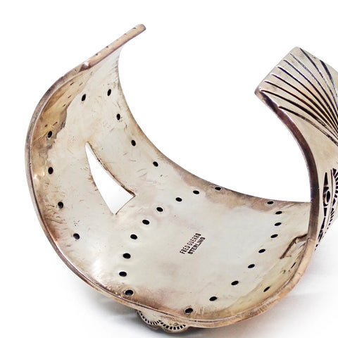 FRED GUERRO Navajo Pilot Mountain Turquoise Sterling Silver Cuff Bracelet