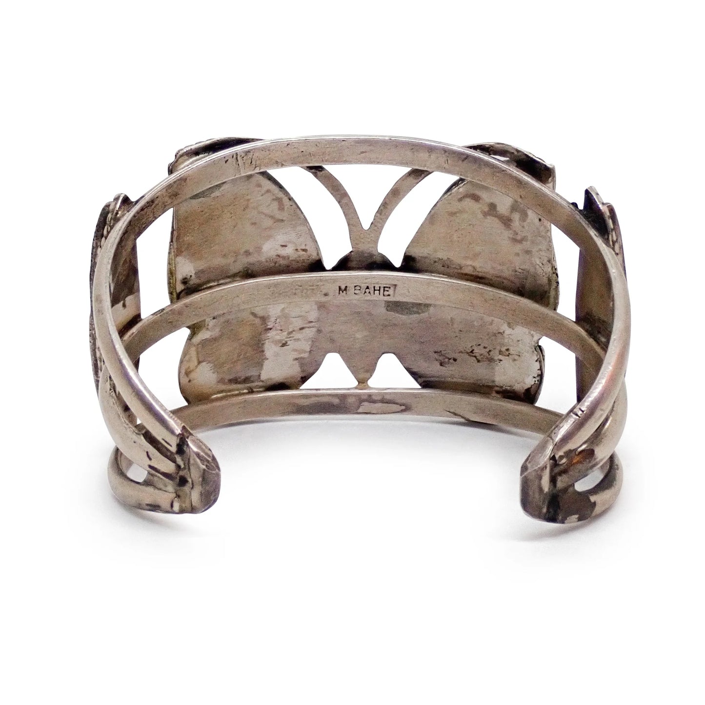 MARIE BAHE Navajo Multi-Stone Butterfly Inlay Sterling Silver Cuff Bracelet