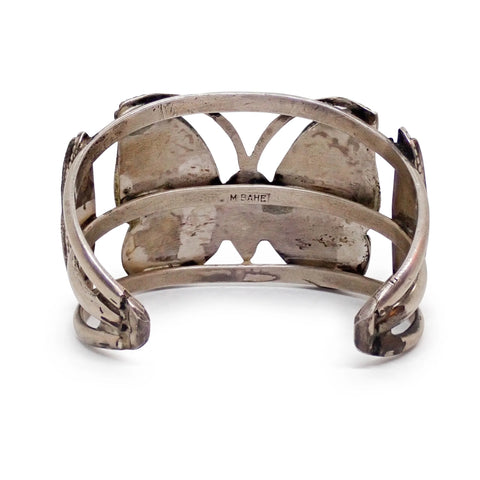 MARIE BAHE Navajo Multi-Stone Butterfly Inlay Sterling Silver Cuff Bracelet