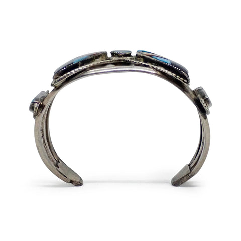 MARIE BAHE Navajo Multi-Stone Butterfly Inlay Sterling Silver Cuff Bracelet