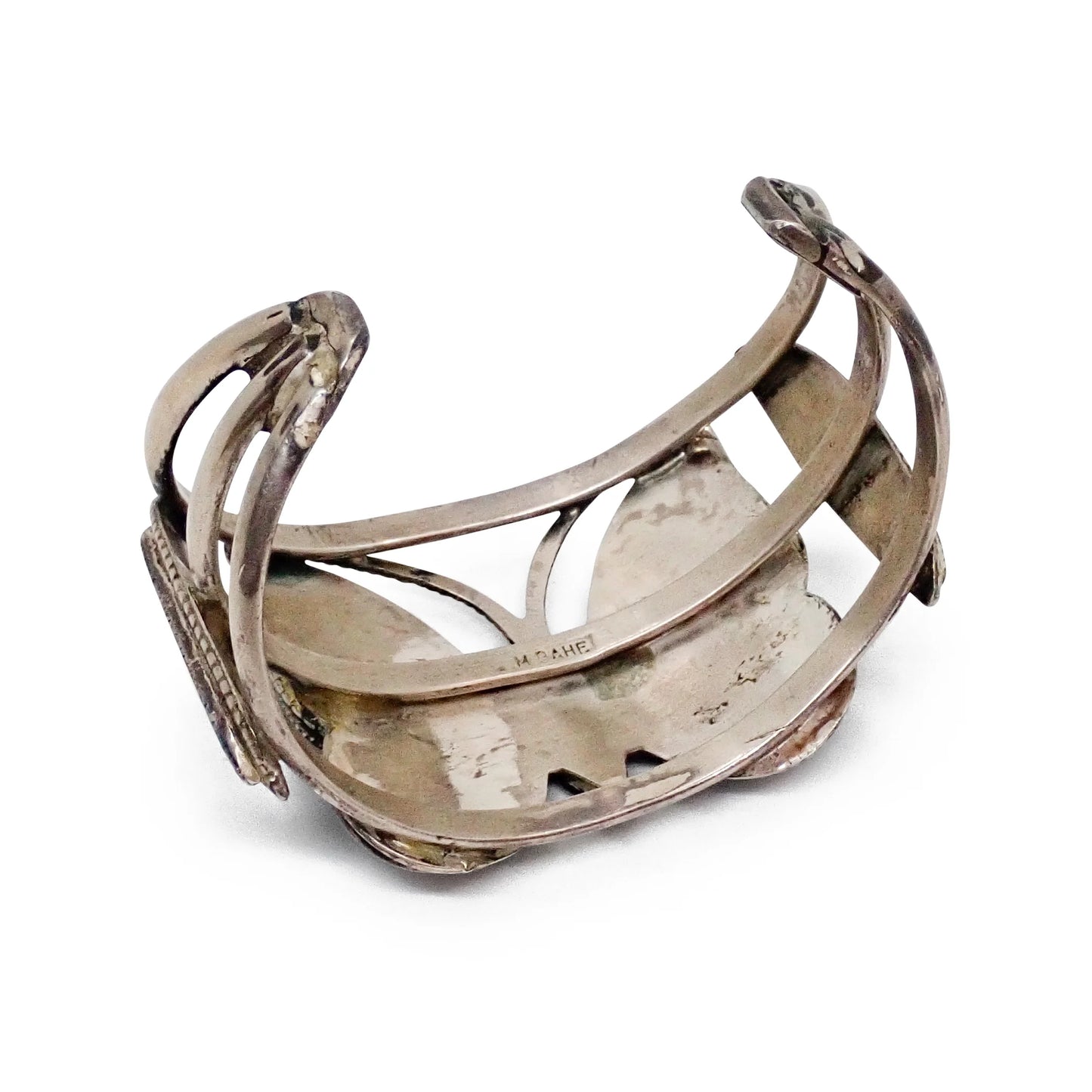 MARIE BAHE Navajo Multi-Stone Butterfly Inlay Sterling Silver Cuff Bracelet