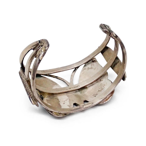 MARIE BAHE Navajo Multi-Stone Butterfly Inlay Sterling Silver Cuff Bracelet