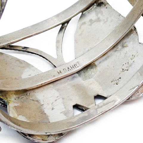 MARIE BAHE Navajo Multi-Stone Butterfly Inlay Sterling Silver Cuff Bracelet