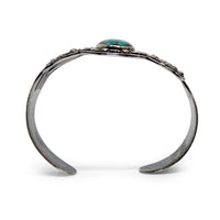 Native American Harvey Era Revival Turquoise Stamped Sterling Silver Cuff Bracelet by SILVER ARROW