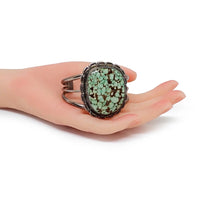 GILBERT DAMON Navajo Carico Lake Turquoise Sterling Silver Cuff Bracelet