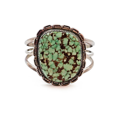 GILBERT DAMON Navajo Carico Lake Turquoise Sterling Silver Cuff Bracelet