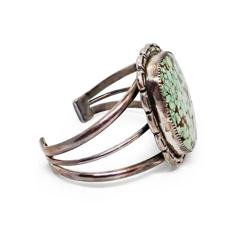 GILBERT DAMON Navajo Carico Lake Turquoise Sterling Silver Cuff Bracelet