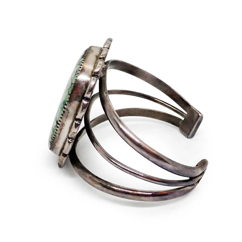 GILBERT DAMON Navajo Carico Lake Turquoise Sterling Silver Cuff Bracelet