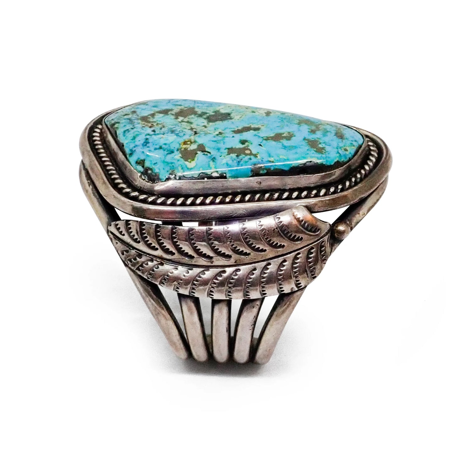 Native American Navajo Morenci Turquoise Sterling Silver Cuff Bracelet