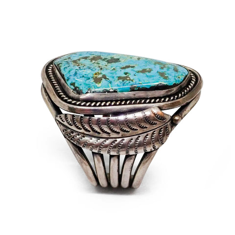 Native American Navajo Morenci Turquoise Sterling Silver Cuff Bracelet