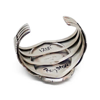 ELOUISE KEE Navajo Dark Green Royston Turquoise Sterling Silver Cuff Bracelet