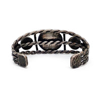 Vintage Boho-Chic Green Turquoise & Eagle Applique Twisted Wire Sterling Silver Cuff Bracelet