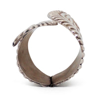 1950s TAXCO Sterling Silver Swirl Fern Motif Hinged Clamper Bracelet & Ring Set